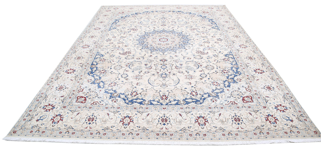 Hand Knotted Vintage Persian Nain Wool Rug 8' 8" x 11' 10" - No. AT38350