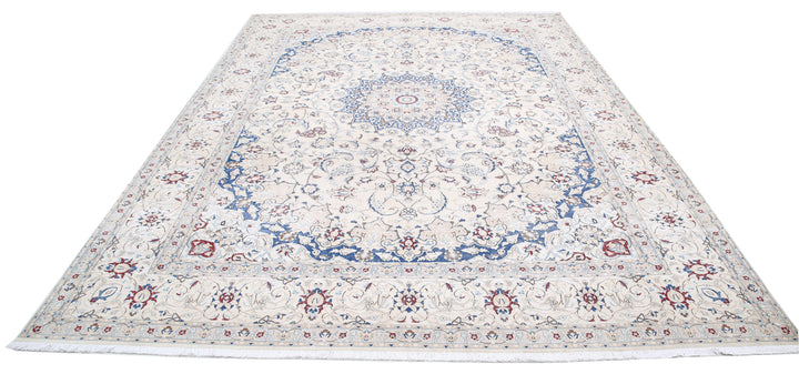 Hand Knotted Vintage Persian Nain Wool Rug 8' 8" x 11' 10" - No. AT38350