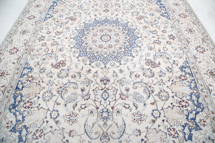 Hand Knotted Vintage Persian Nain Wool Rug 8' 8" x 11' 10" - No. AT38350