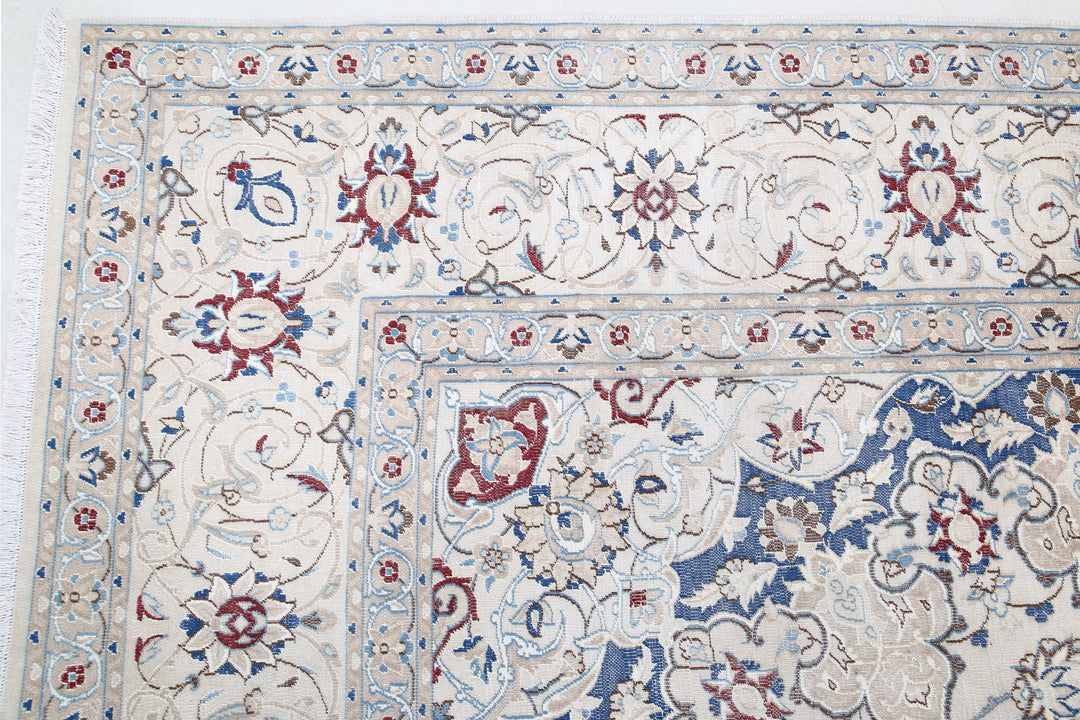 Hand Knotted Vintage Persian Nain Wool Rug 8' 8" x 11' 10" - No. AT38350