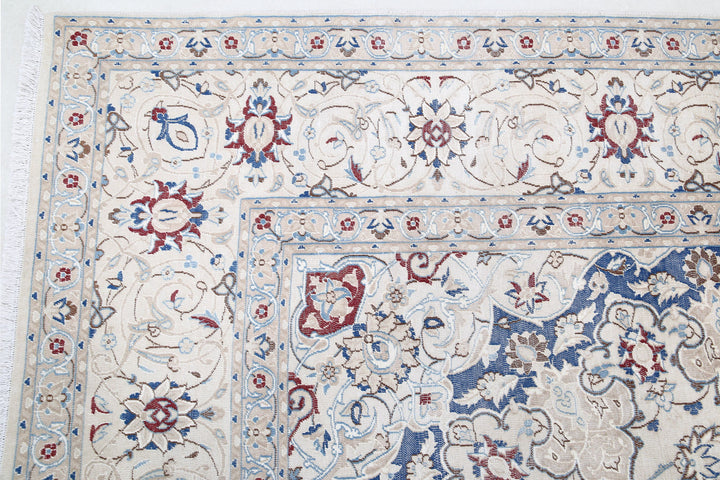 Hand Knotted Vintage Persian Nain Wool Rug 8' 8" x 11' 10" - No. AT38350