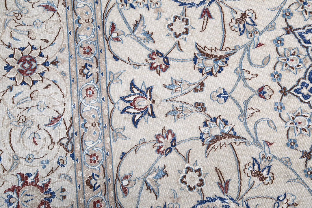 Hand Knotted Vintage Persian Nain Wool Rug 8' 8" x 11' 10" - No. AT38350