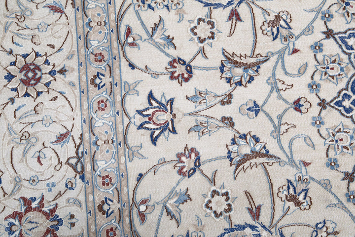 Hand Knotted Vintage Persian Nain Wool Rug 8' 8" x 11' 10" - No. AT38350