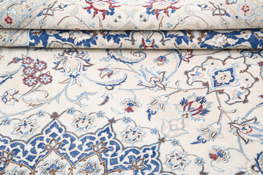 Hand Knotted Vintage Persian Nain Wool Rug 8' 8" x 11' 10" - No. AT38350