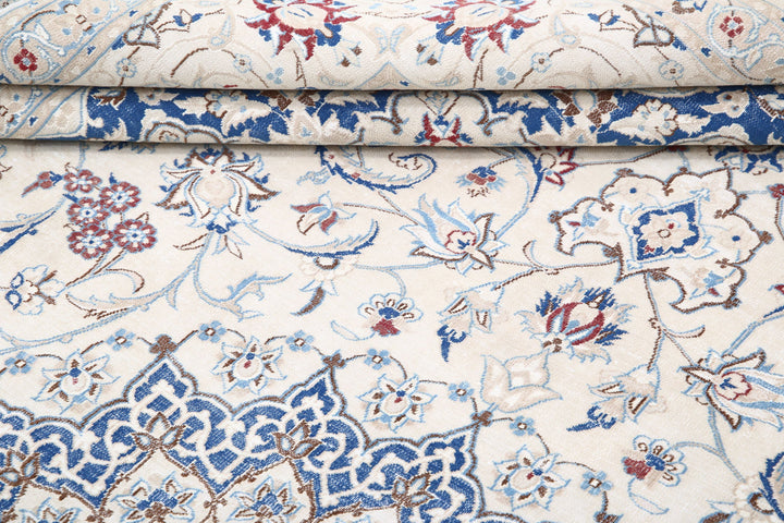 Hand Knotted Vintage Persian Nain Wool Rug 8' 8" x 11' 10" - No. AT38350