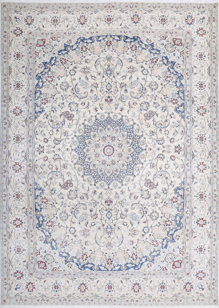 Hand Knotted Vintage Persian Nain Wool Rug 8' 8" x 11' 10" - No. AT38350