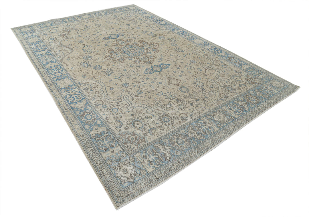 Hand Knotted Vintage Persian Nain Wool Rug 7' 8" x 11' 2" - No. AT24683