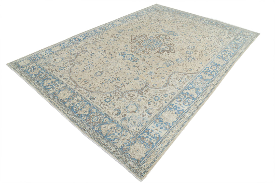 Hand Knotted Vintage Persian Nain Wool Rug 7' 8" x 11' 2" - No. AT24683