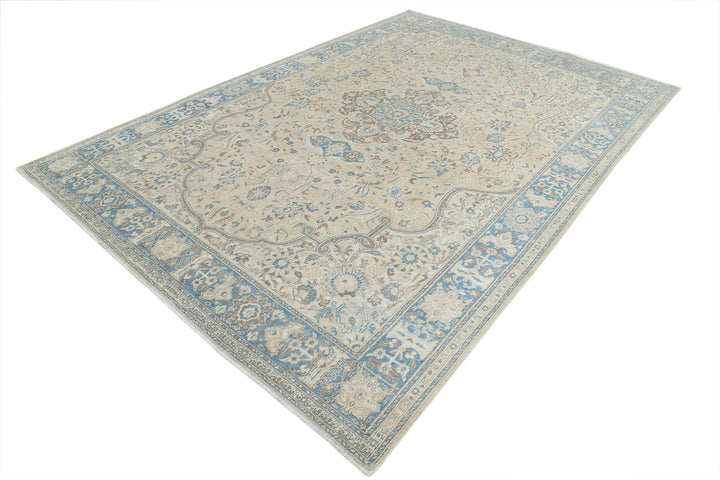 Hand Knotted Vintage Persian Nain Wool Rug 7' 8" x 11' 2" - No. AT24683