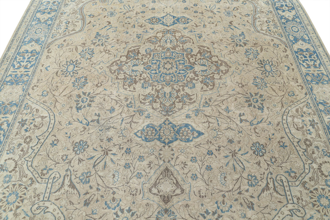 Hand Knotted Vintage Persian Nain Wool Rug 7' 8" x 11' 2" - No. AT24683