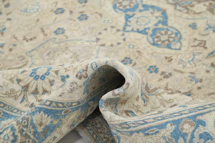 Hand Knotted Vintage Persian Nain Wool Rug 7' 8" x 11' 2" - No. AT24683