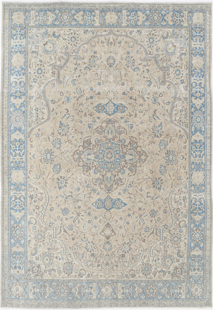 Hand Knotted Vintage Persian Nain Wool Rug 7' 8" x 11' 2" - No. AT24683