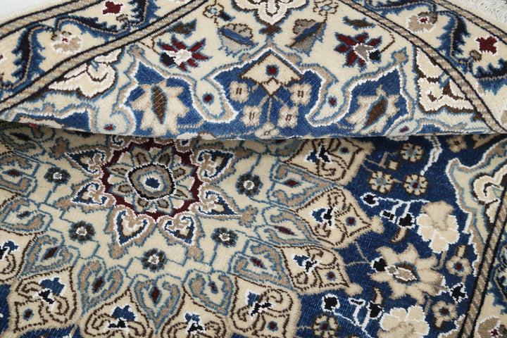 Hand Knotted Vintage Persian Nain Wool & Silk Rug 2' 9" x 4' 5" - No. AT13482