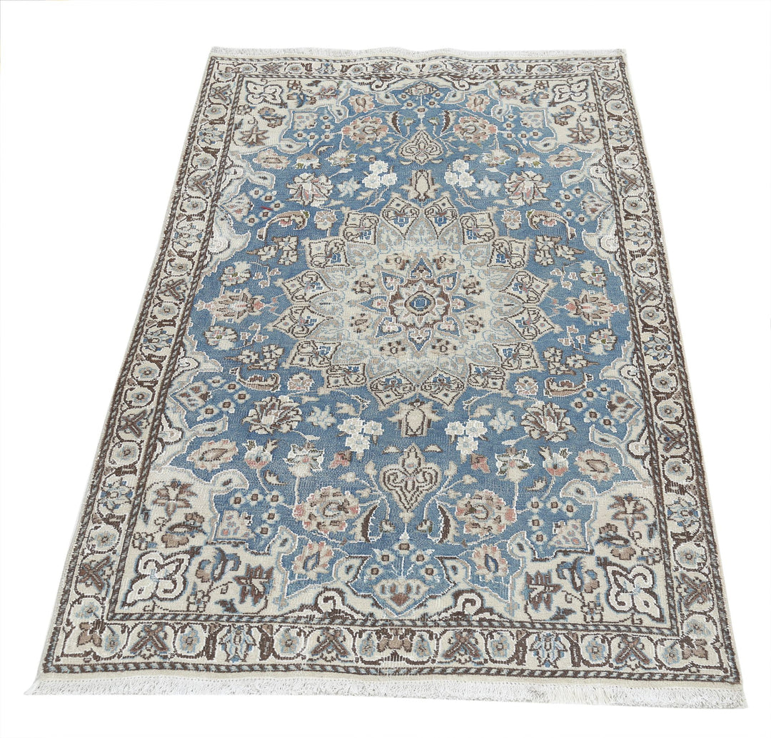 Hand Knotted Vintage Persian Nain Wool & Silk Rug 2' 11" x 4' 6" - No. AT74290