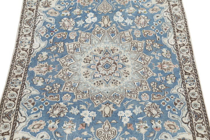 Hand Knotted Vintage Persian Nain Wool & Silk Rug 2' 11" x 4' 6" - No. AT74290