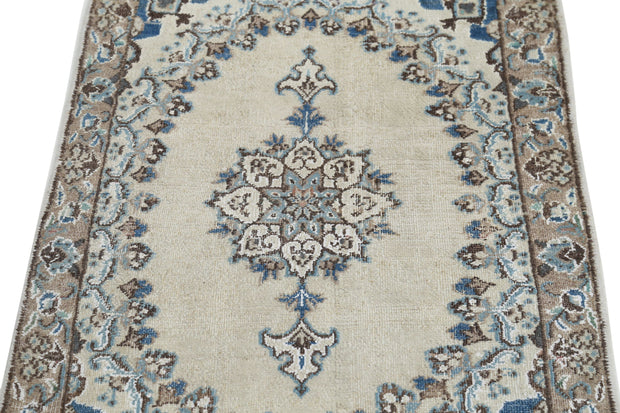 Hand Knotted Vintage Persian Nain Wool & Silk Rug 1' 11" x 2' 10" - No. AT70993