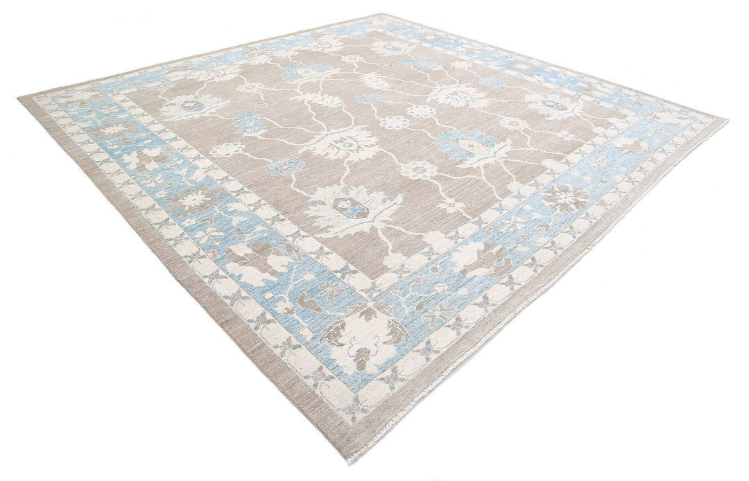 Hand Knotted Oushak Wool Rug 11' 7" x 11' 2" - No. AT94128