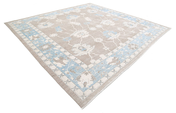 Hand Knotted Oushak Wool Rug 11' 7" x 11' 2" - No. AT94128