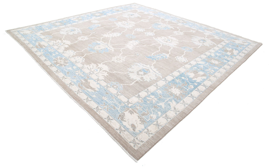 Hand Knotted Oushak Wool Rug 11' 7" x 11' 2" - No. AT94128