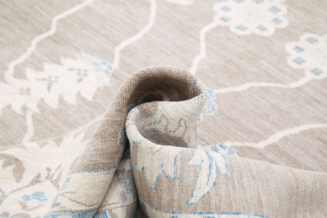 Hand Knotted Oushak Wool Rug 11' 7" x 11' 2" - No. AT94128