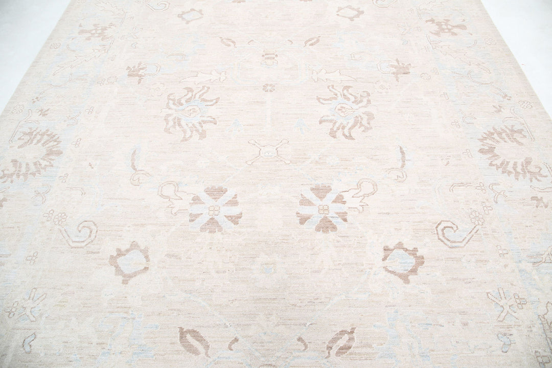 Hand Knotted Oushak Wool Rug 8' 8" x 11' 7" - No. AT46403