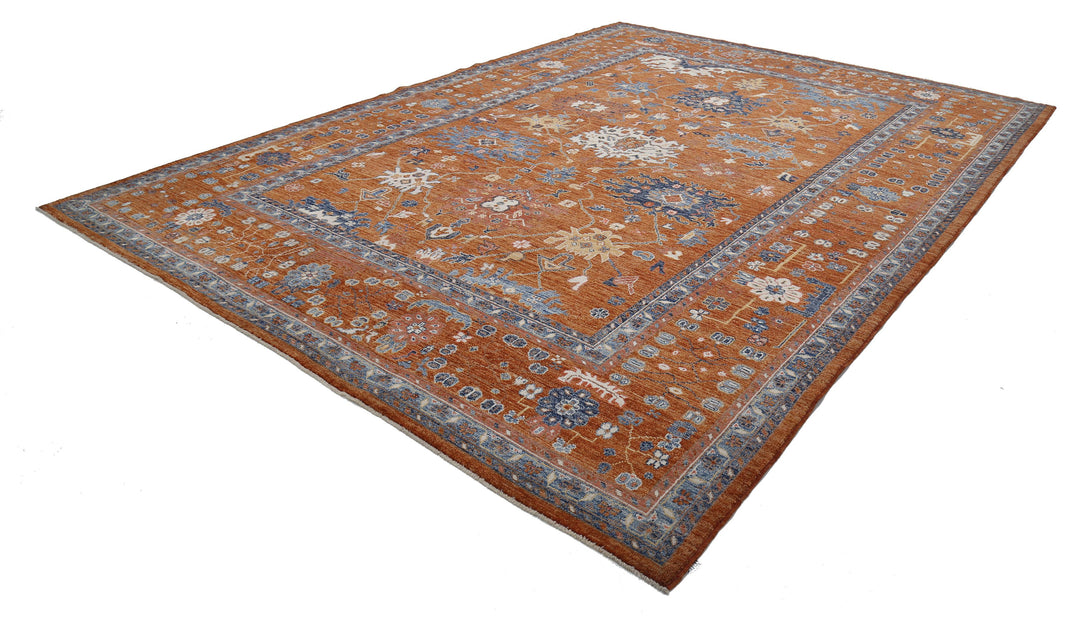 Hand Knotted Oushak Wool Rug 10' 6" x 14' 6" - No. AT32347