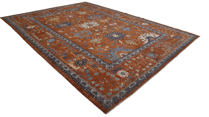 Hand Knotted Oushak Wool Rug 10' 6" x 14' 6" - No. AT32347