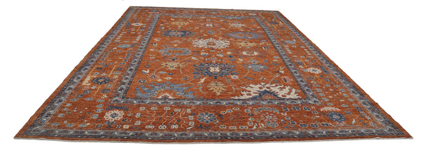 Hand Knotted Oushak Wool Rug 10' 6" x 14' 6" - No. AT32347