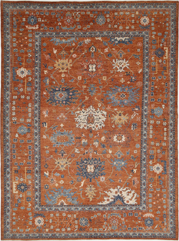 Hand Knotted Oushak Wool Rug 10' 6" x 14' 6" - No. AT32347