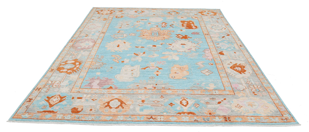Hand Knotted Oushak Wool Rug 7' 9" x 10' 2" - No. AT17084
