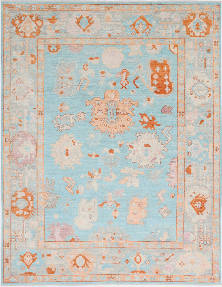 Hand Knotted Oushak Wool Rug 7' 9" x 10' 2" - No. AT17084