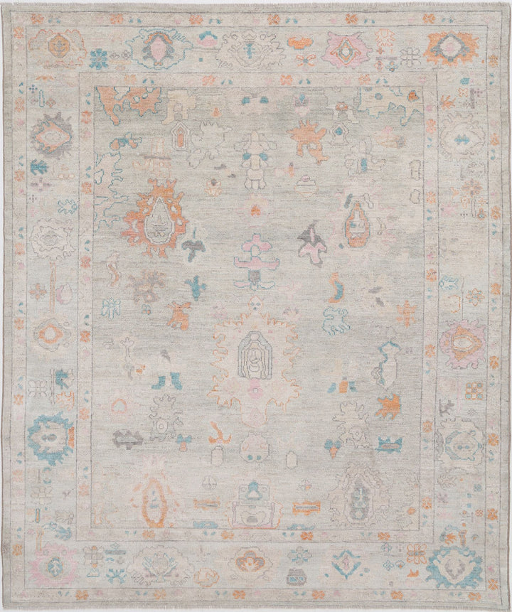 Hand Knotted Oushak Wool Rug 8' 5" x 10' 1" - No. AT36719