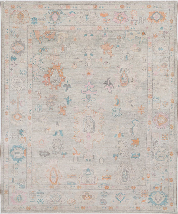 Hand Knotted Oushak Wool Rug 8' 5" x 10' 1" - No. AT36719