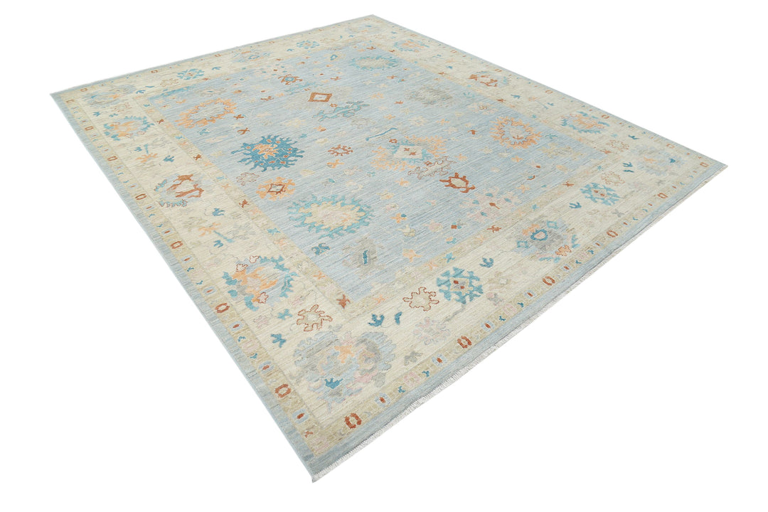 Hand Knotted Oushak Wool Rug 8' 4" x 9' 8" - No. AT47274