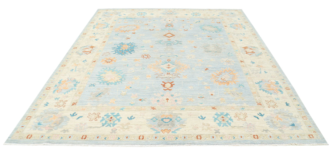 Hand Knotted Oushak Wool Rug 8' 4" x 9' 8" - No. AT47274