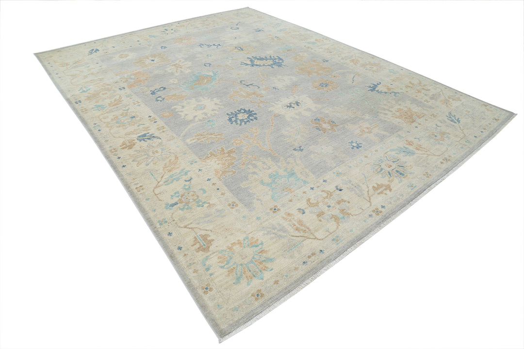 Hand Knotted Oushak Wool Rug 8' 10" x 11' 6" - No. AT25237