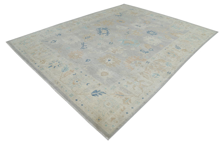 Hand Knotted Oushak Wool Rug 8' 10" x 11' 6" - No. AT25237