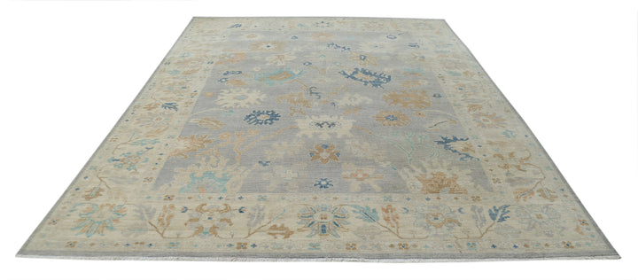 Hand Knotted Oushak Wool Rug 8' 10" x 11' 6" - No. AT25237
