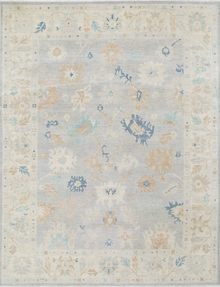 Hand Knotted Oushak Wool Rug 8' 10" x 11' 6" - No. AT25237