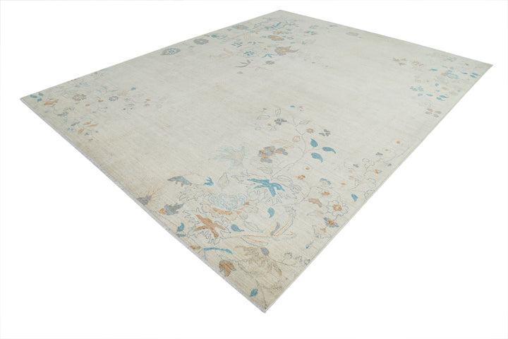 Hand Knotted Oushak Wool Rug 9' 3" x 11' 9" - No. AT64830