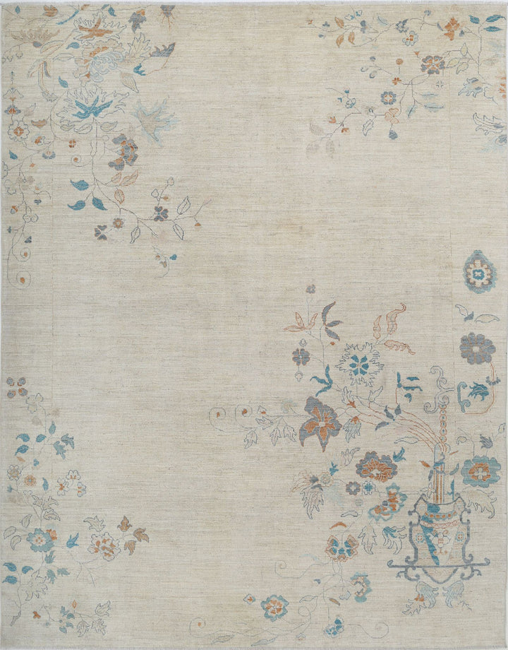 Hand Knotted Oushak Wool Rug 9' 3" x 11' 9" - No. AT64830