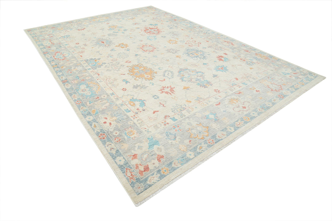 Hand Knotted Oushak Wool Rug 8' 11" x 12' 4" - No. AT36408
