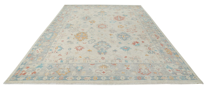 Hand Knotted Oushak Wool Rug 8' 11" x 12' 4" - No. AT36408
