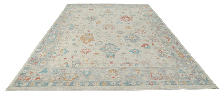 Hand Knotted Oushak Wool Rug 8' 11" x 12' 4" - No. AT36408