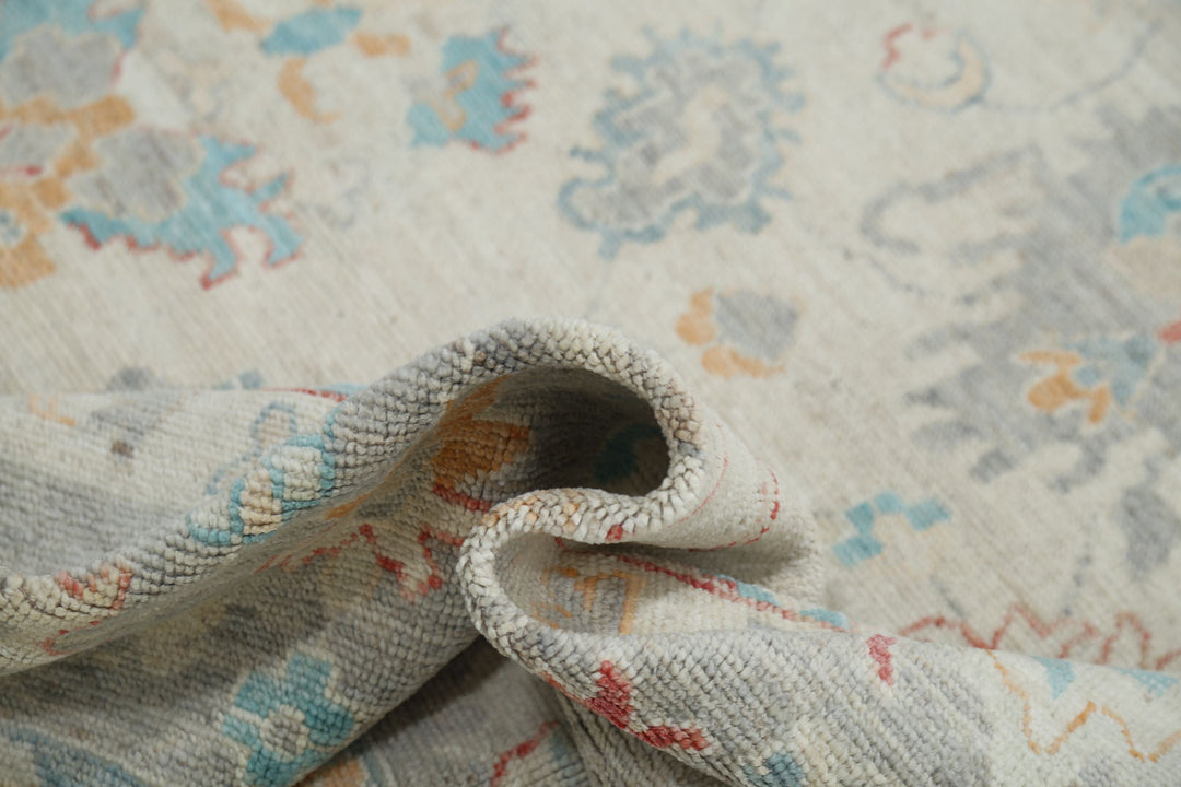 Hand Knotted Oushak Wool Rug 8' 11" x 12' 4" - No. AT36408