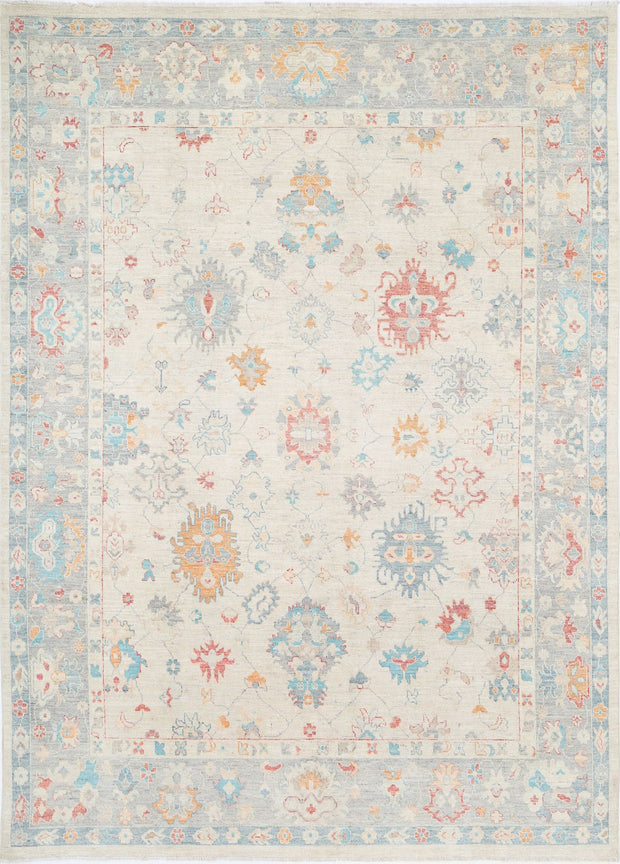 Hand Knotted Oushak Wool Rug 8' 11" x 12' 4" - No. AT36408