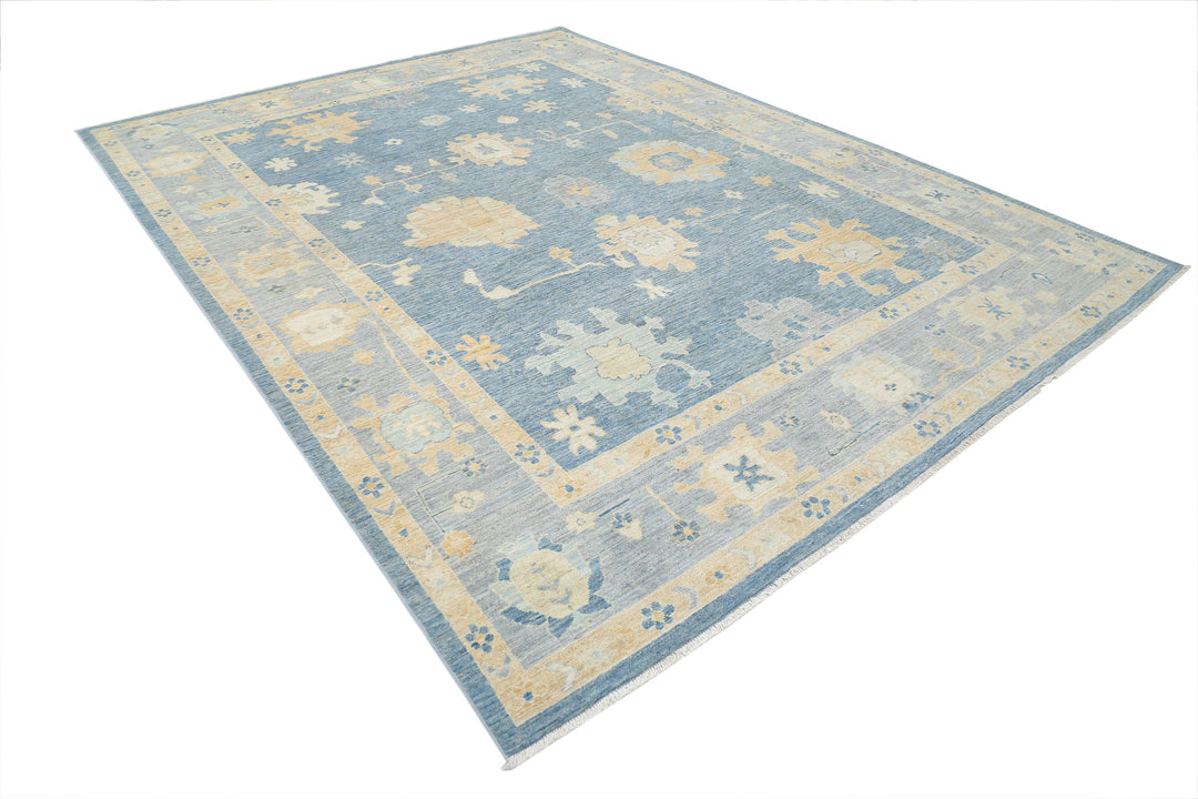 Hand Knotted Oushak Wool Rug 8' 11" x 11' 9" - No. AT62092