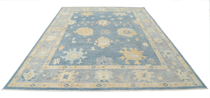Hand Knotted Oushak Wool Rug 8' 11" x 11' 9" - No. AT62092