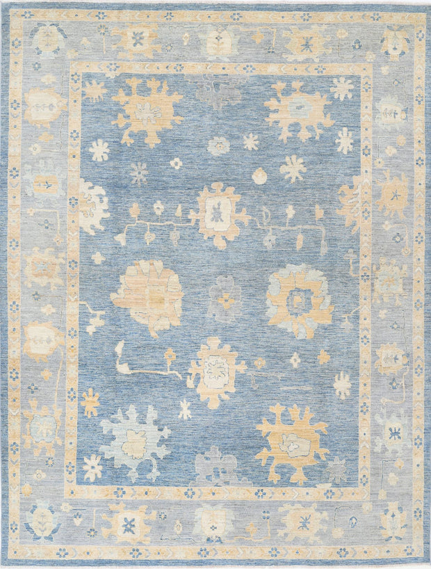 Hand Knotted Oushak Wool Rug 8' 11" x 11' 9" - No. AT62092