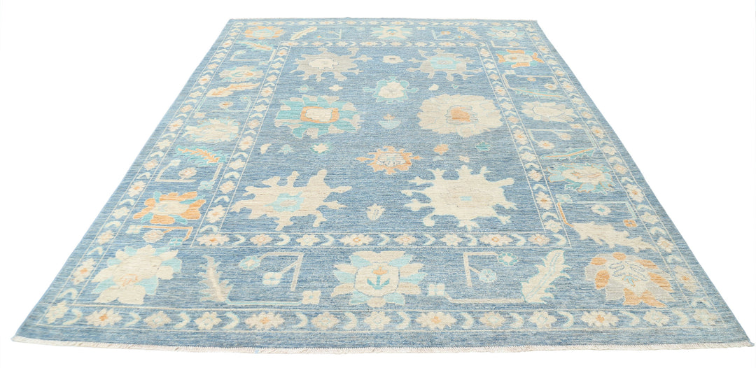 Hand Knotted Oushak Wool Rug 8' 0" x 10' 4" - No. AT90211